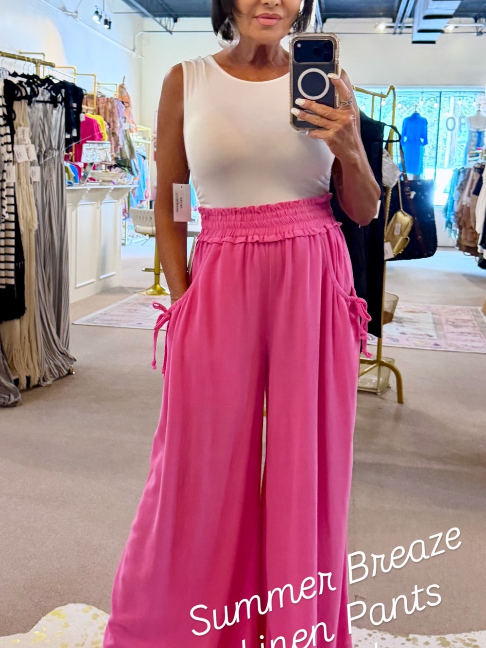 Summer Breeze High-Waist Wide Leg Pants - Pink